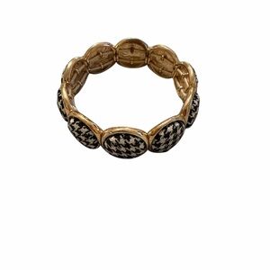 Monet Gold Tone Houndstooth Panel Stretch Bracelet